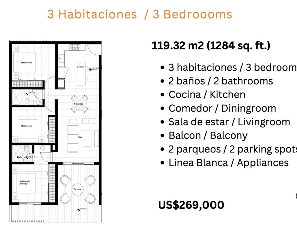 Купить апартаменты в Кокоталь гольф клаб, 3 спальни + гостиная (Баваро/Пунта-Кана)